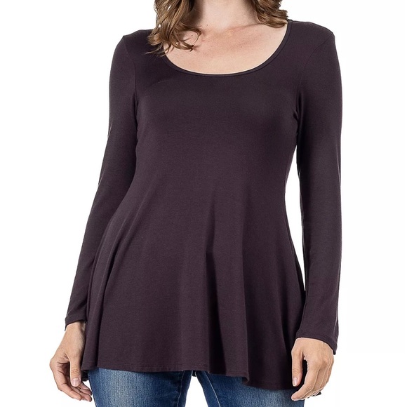 24Seven Long Sleeve Swing Style Flare Tunic Top - Picture 8 of 9